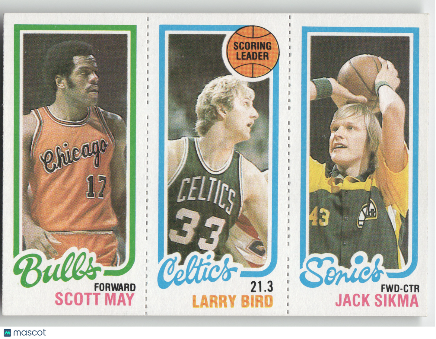 1980 Topps Scott May Larry Bird Jack Sikma #30-47-232