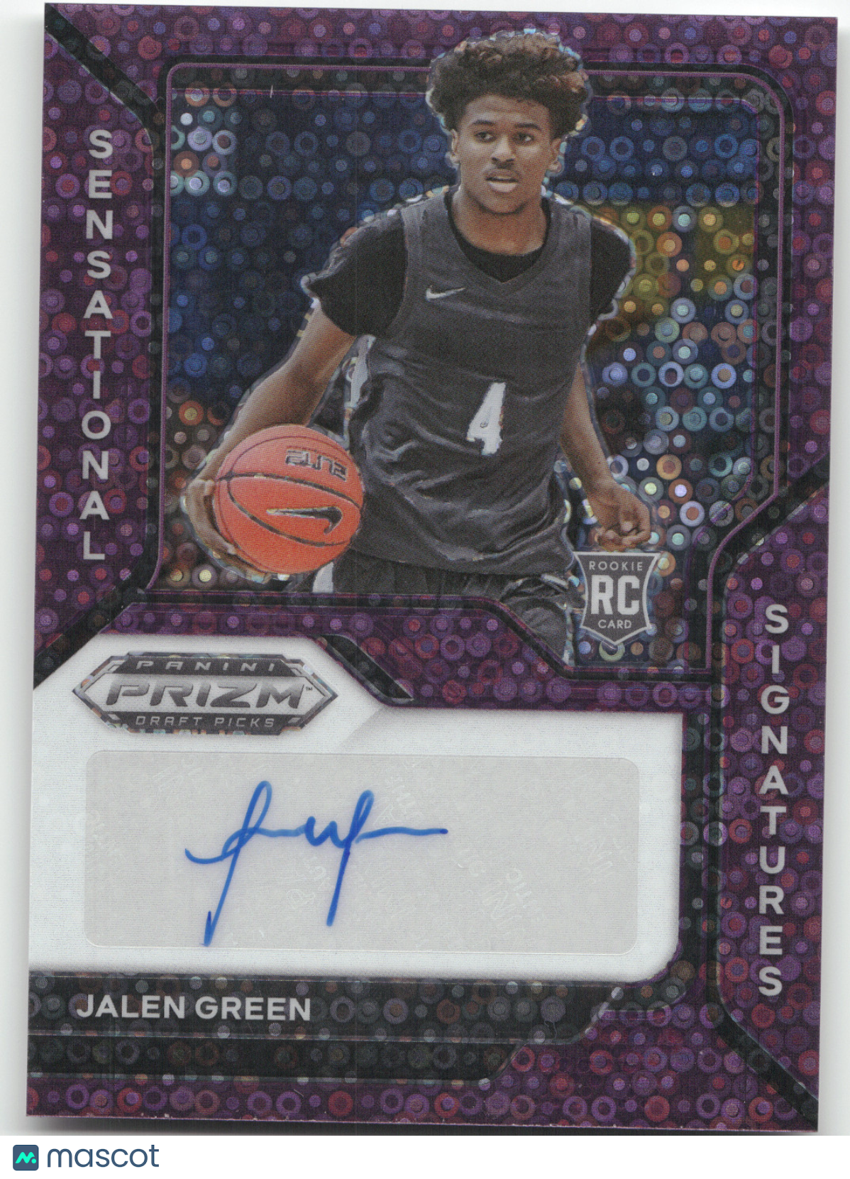 2021 Panini Prizm D.P. Sensational Signatures Jalen Green Purple Disco RC 06/50