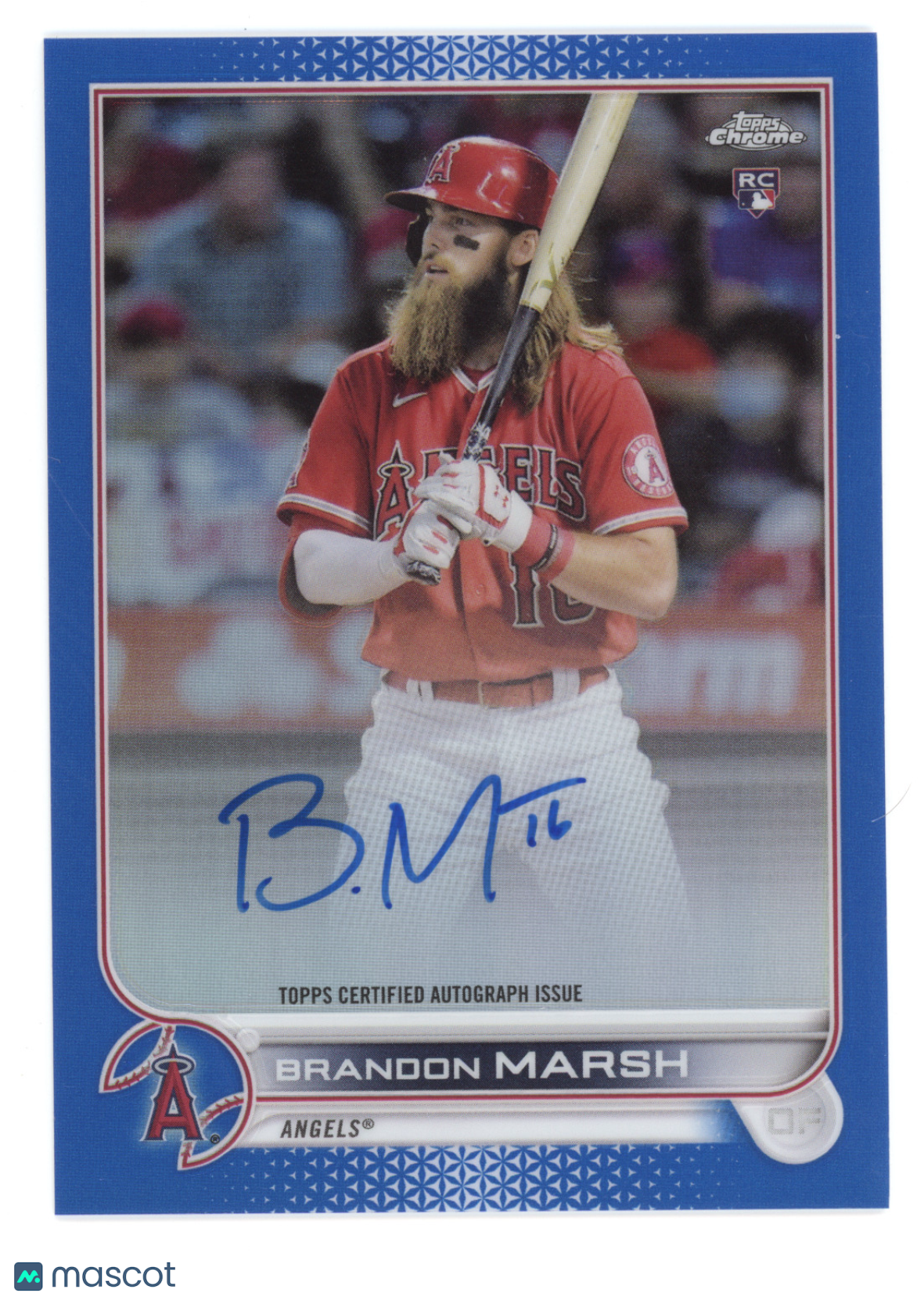 2022 Topps Chrome Rookie Autographs Brandon Marsh #BM Blue Refractor 031/150 RC