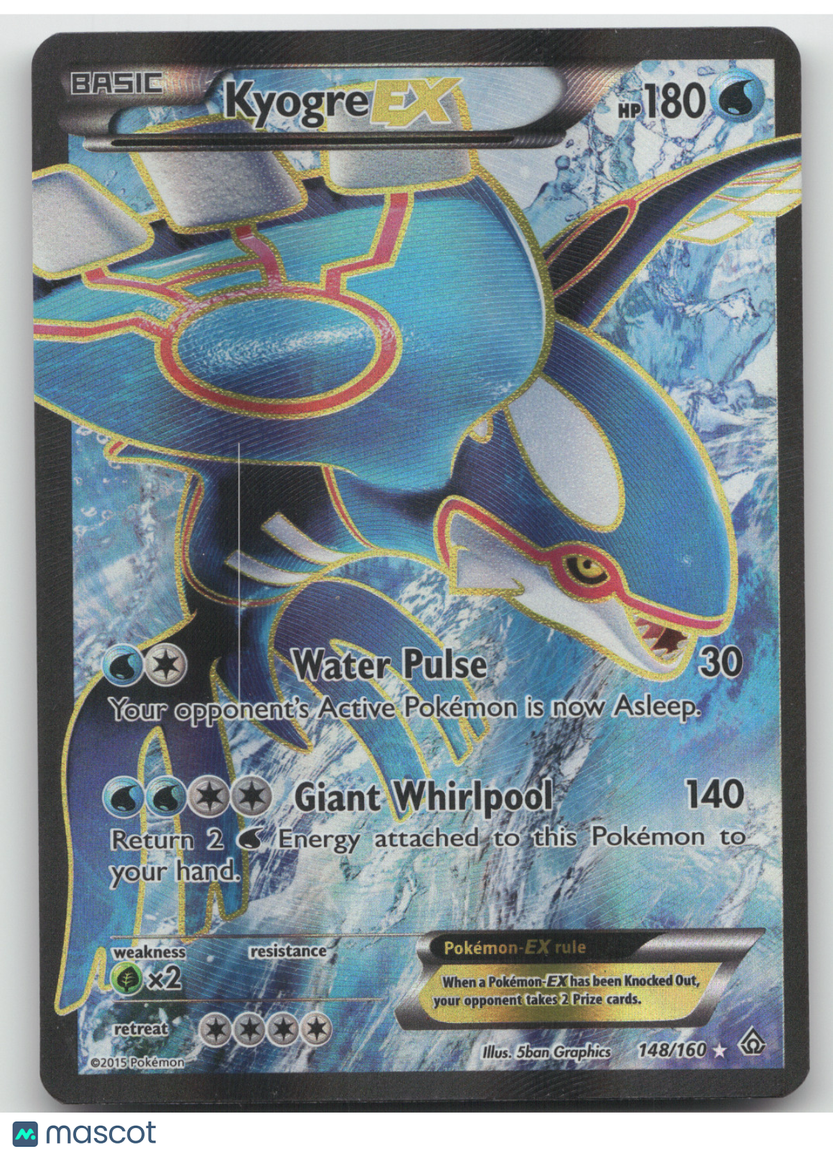 2015 XY Primal Clash Kyogre EX Holo Rare #148/160