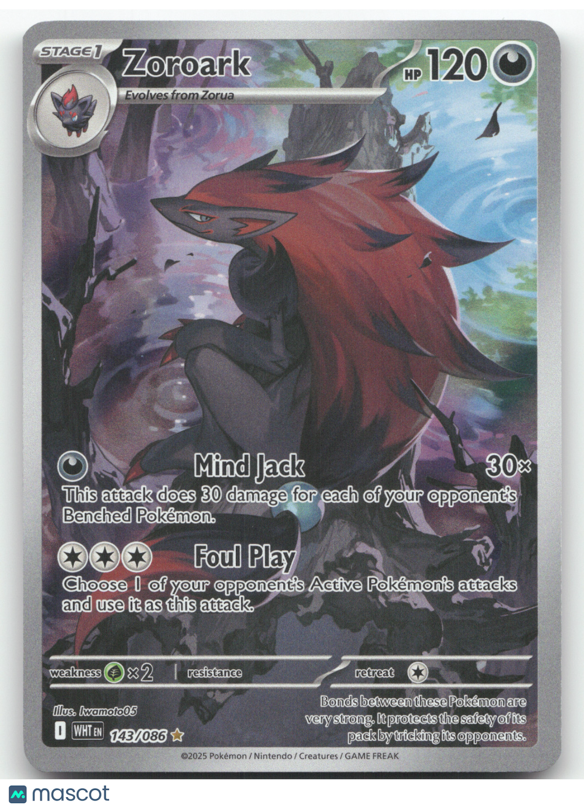 2025 Scarlet & Violet White Flare Zoroark Secret Rare #143/086