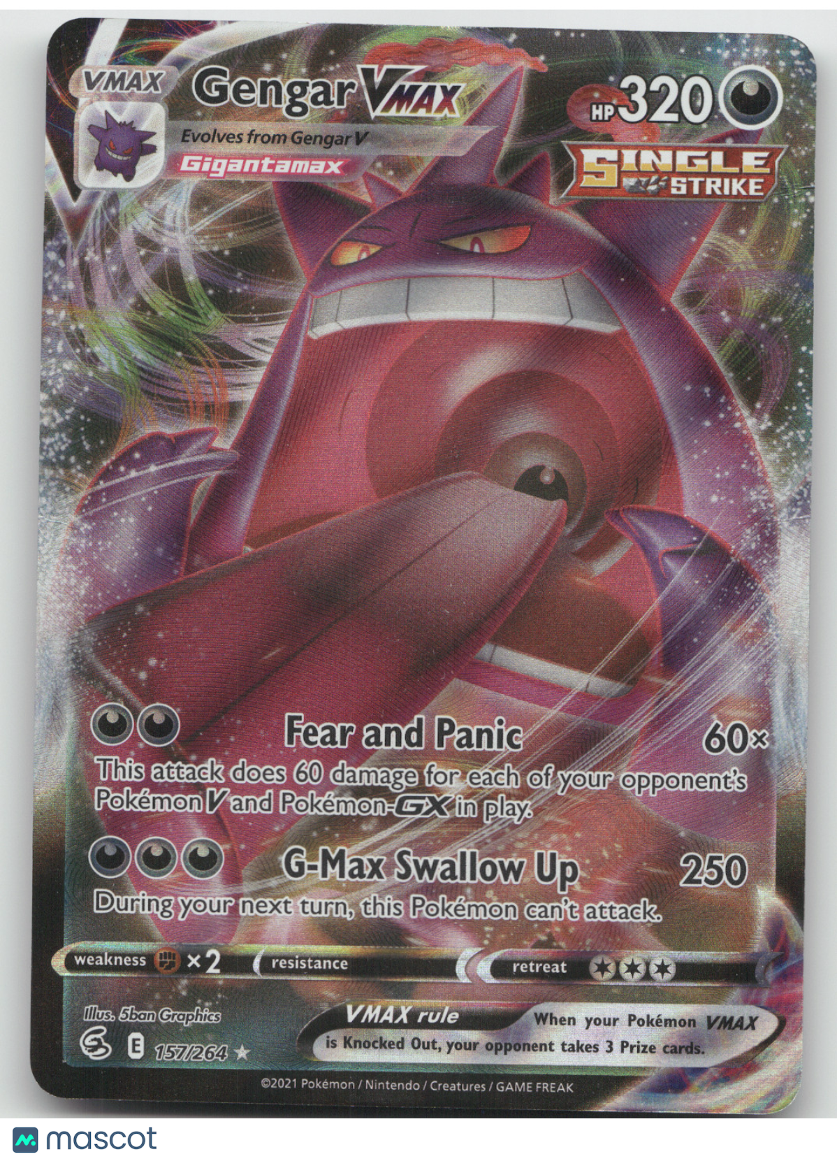 2021 SWSH Fusion Strike Gengar VMAX Holo Rare #157/264