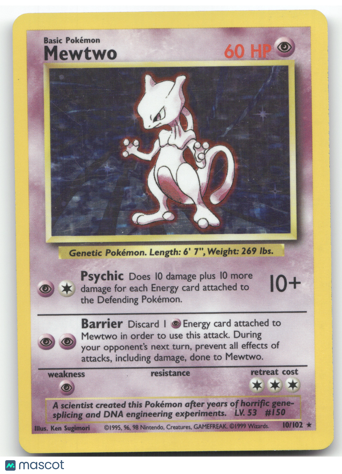 1999 Pokemon Base Set Mewtwo Holo Rare #10/102