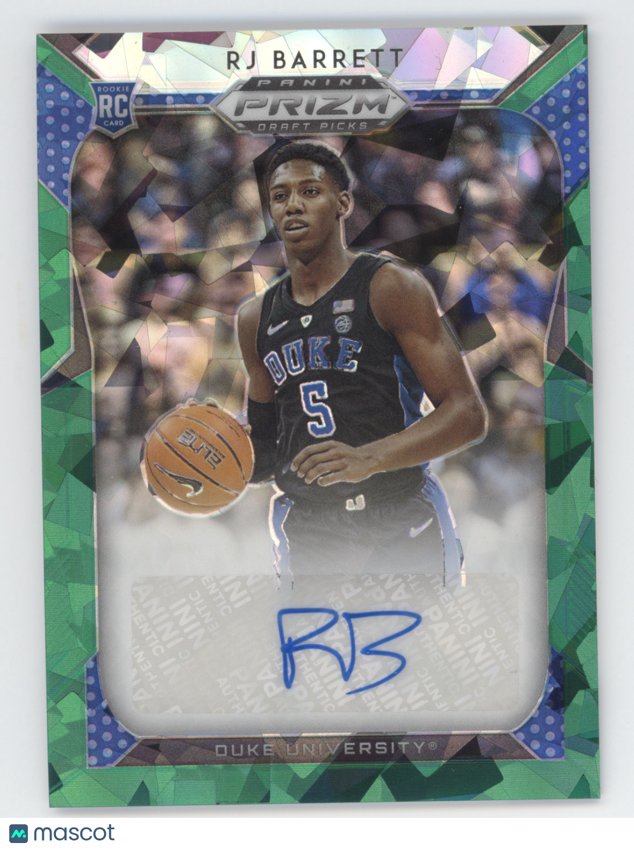 2019 Panini Prizm Draft Picks RJ Barrett #63 Autograph Green Ice 03/18 RC