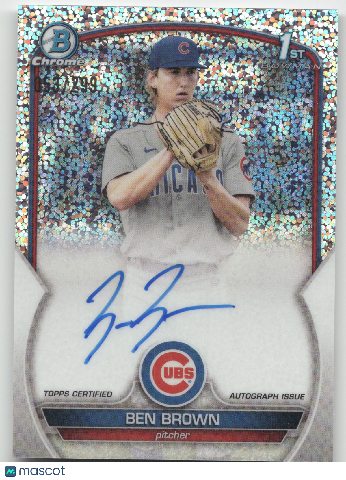 2023 Bowman Chrome Prospect Autographs Ben Brown #CPABBN Speckle /299 1st Bowman