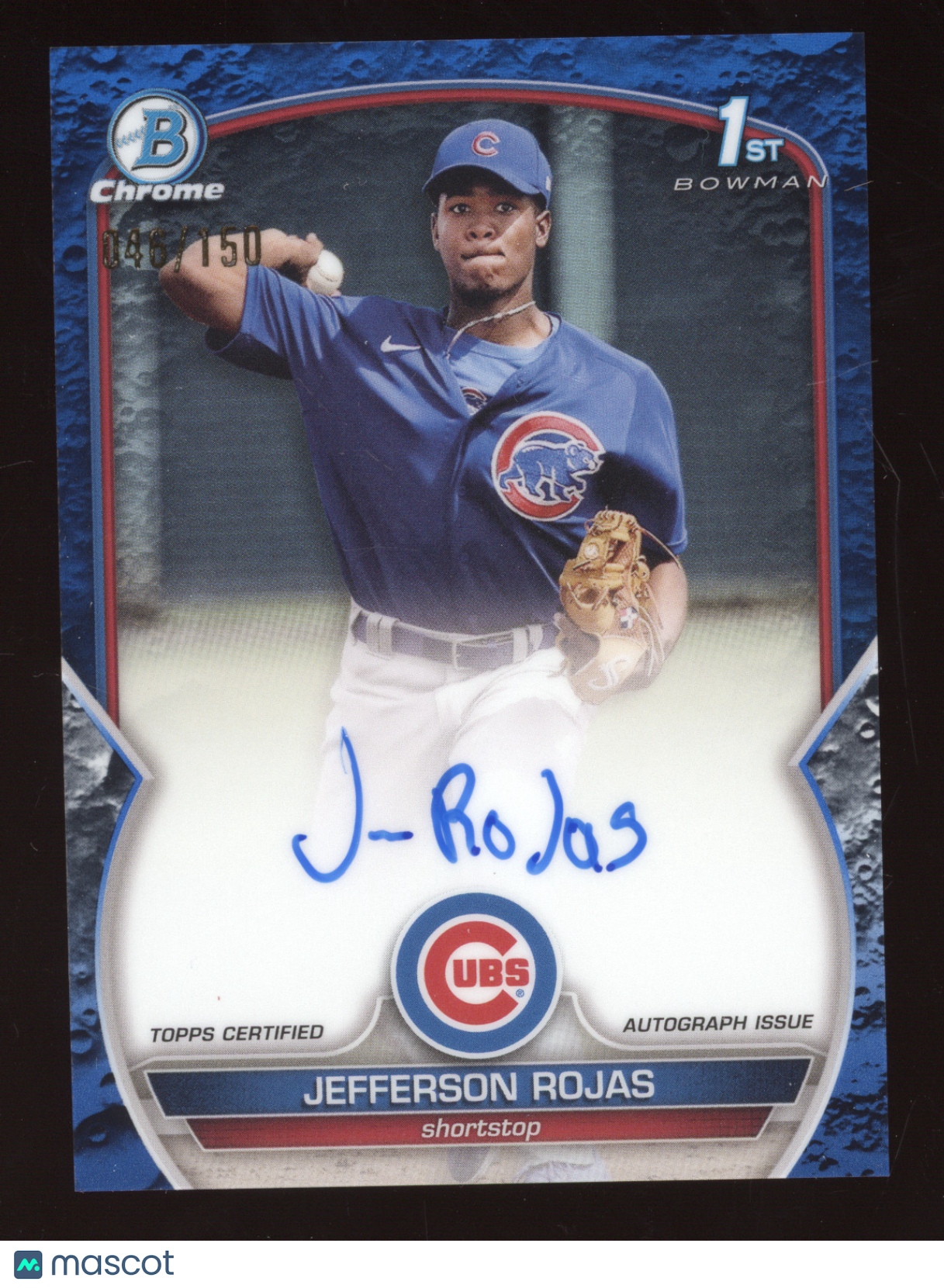 2023 Bowman Chrome Prospect Autographs Jefferson Rojas #CPAJR Blue Lunar 046/150