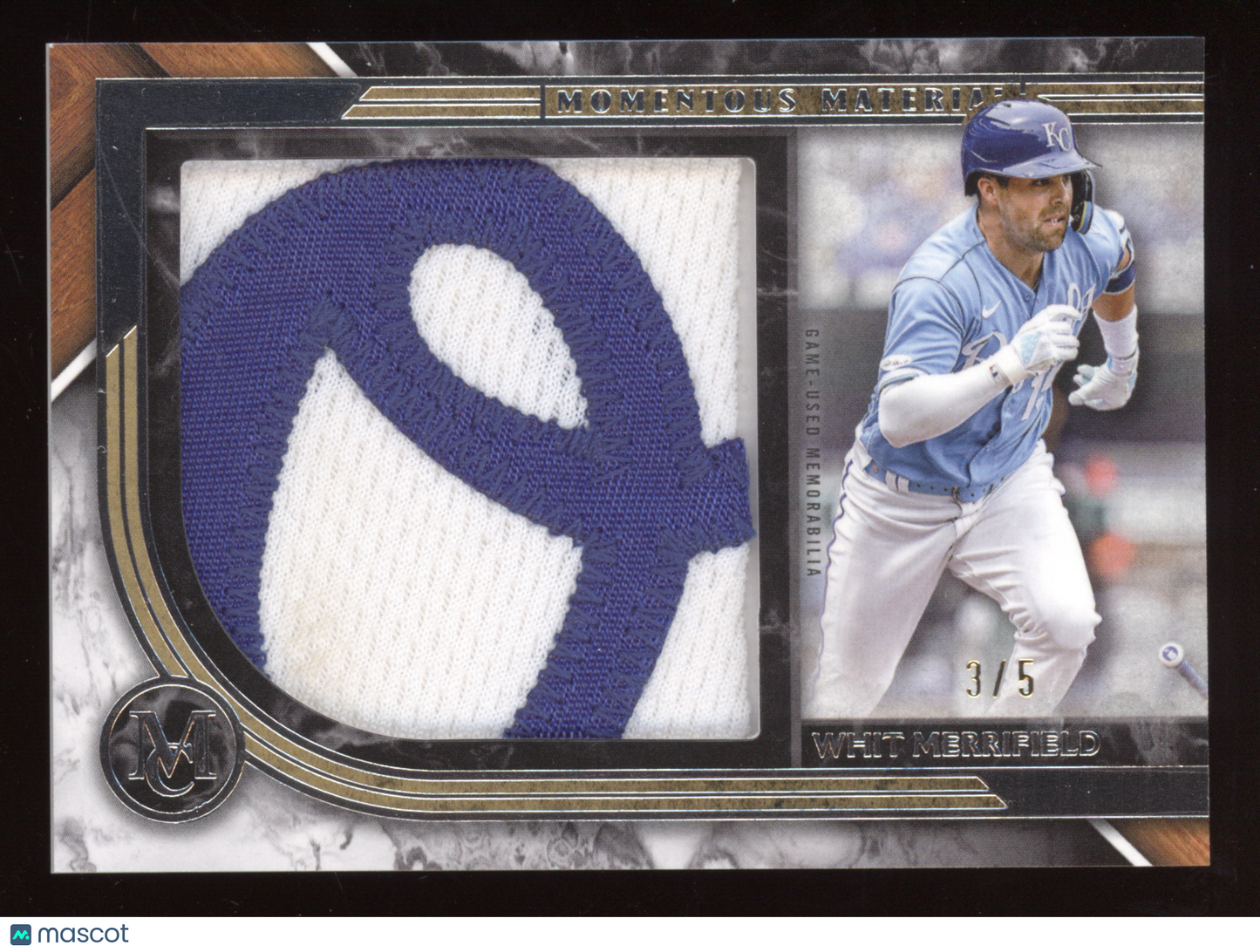 2022 Topps Museum Collection Whit Merrifield #MMJPR-WM Momentous Material 3/5