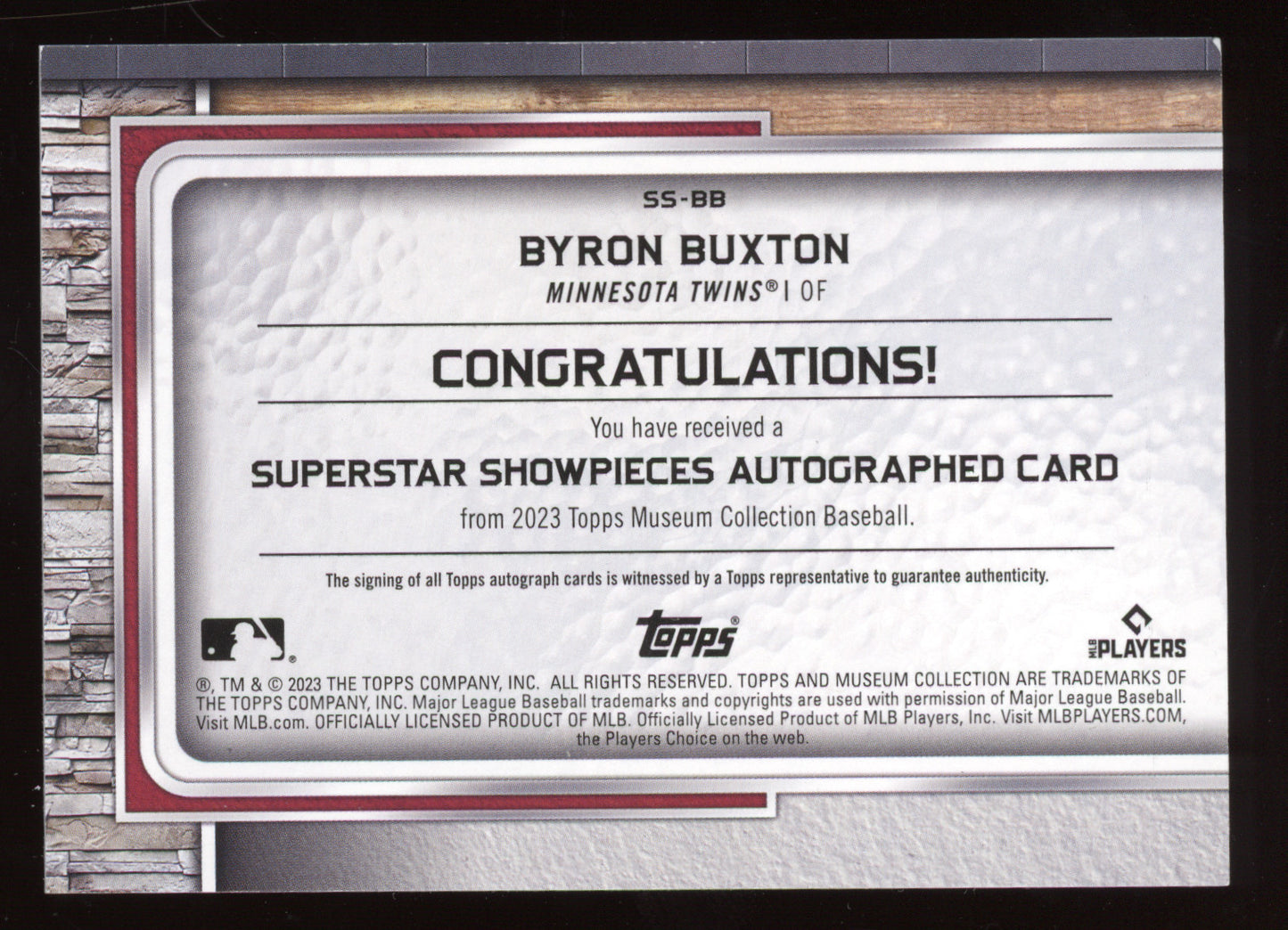 2023 Topps Museum Collection Superstar Showpieces Autograph Byron Buxton 03/25