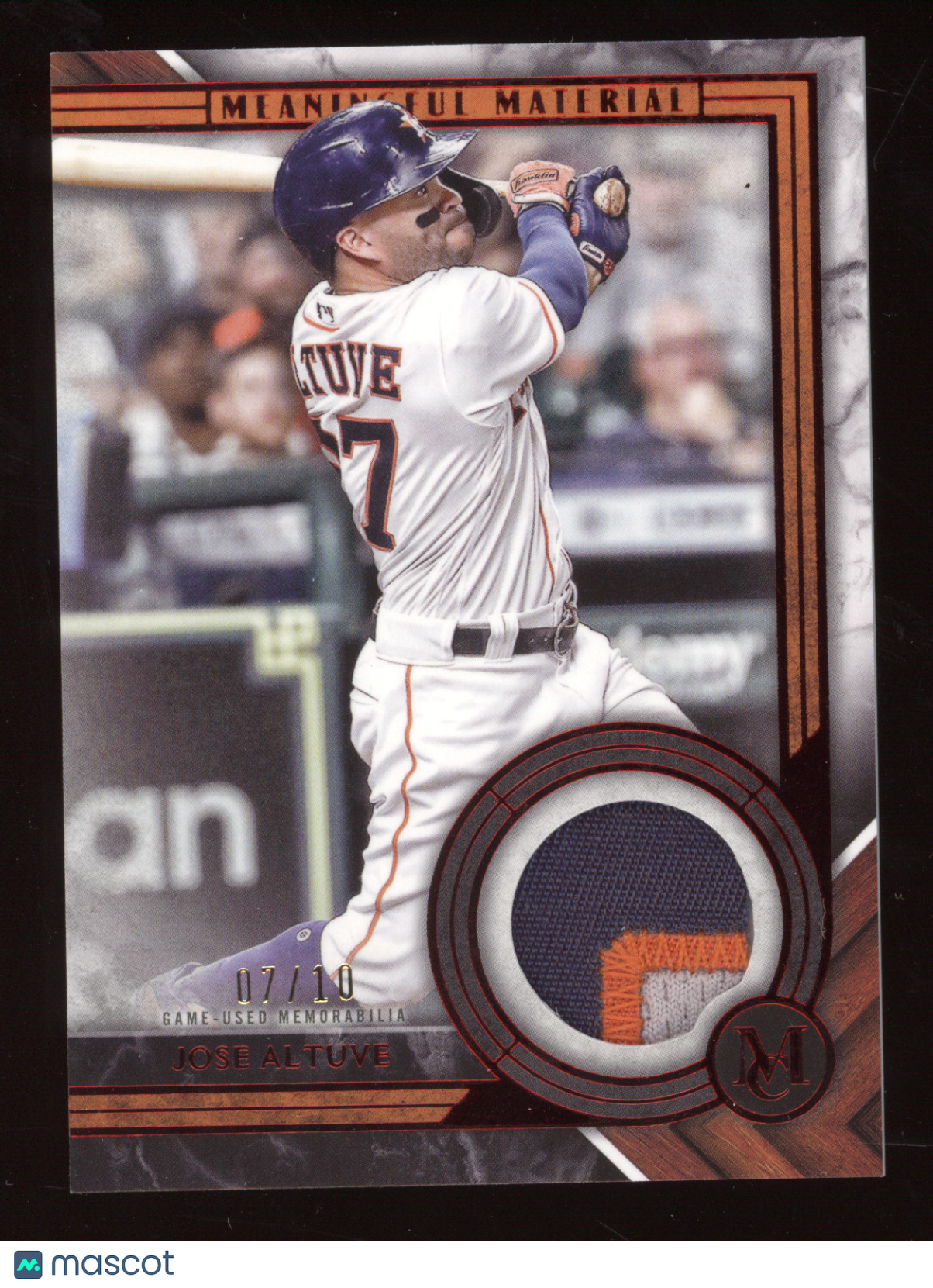 2022 Topps Museum Collection Meaningful Material Relic Auto Jose Altuve Red 7/10