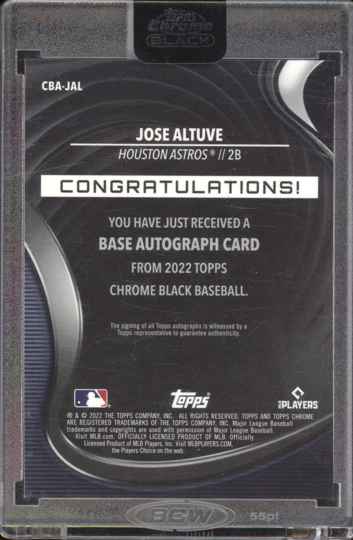 2022 Topps Chrome Black Autograph Jose Altuve #CBA-JAL