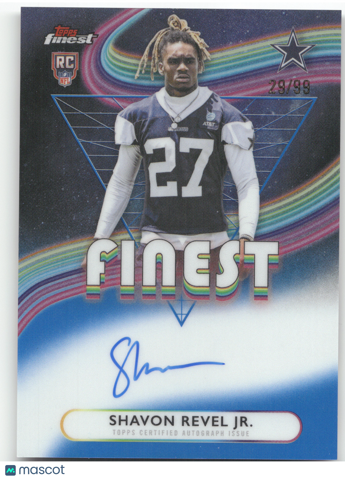 2025 Topps Finest Rookie Finest Autographs Shavon Revel Jr. #SRJ Blue RC 29/99