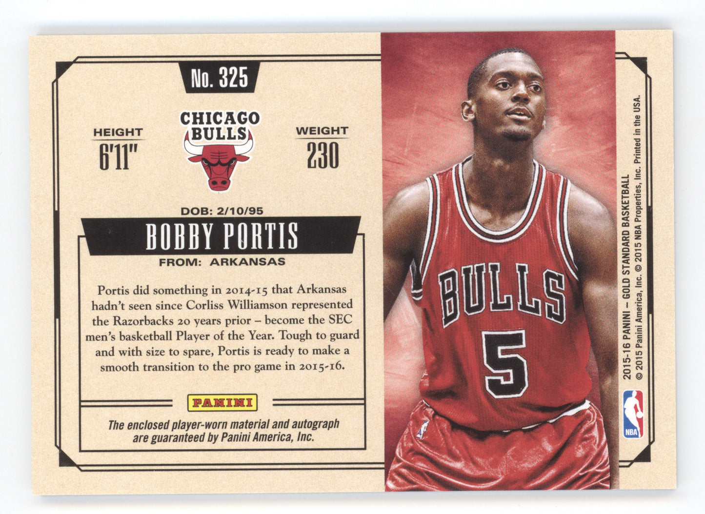 2015 Panini Gold Standard Bobby Portis #325 RC 08/25