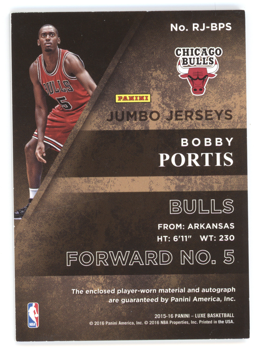 2015 Panini Luxe Jumbo Jerseys Bobby Portis #RJ-BPS RC 15/35
