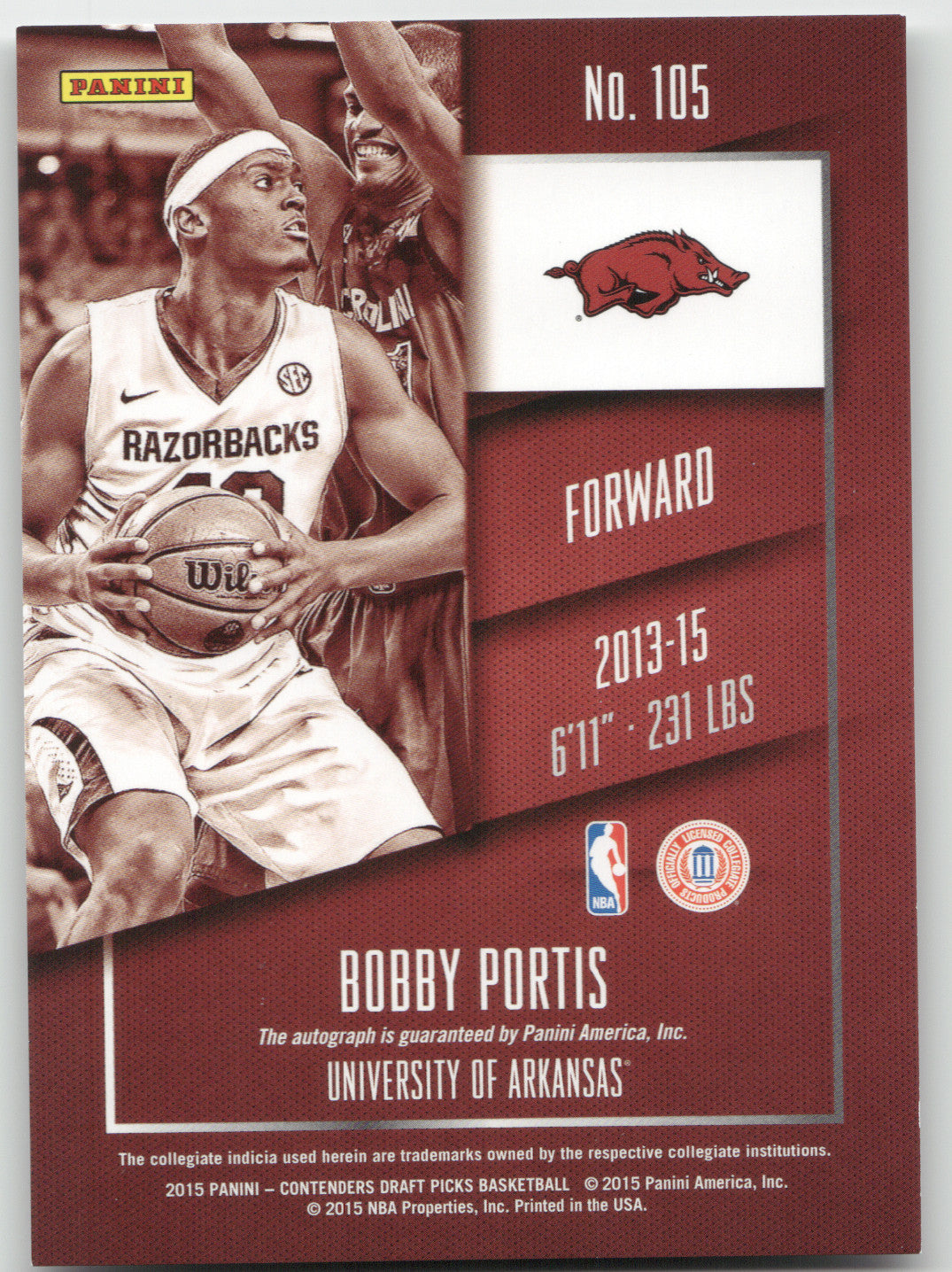 2015 Panini Contenders Draft Picks Bobby Portis #105 RC 80/99