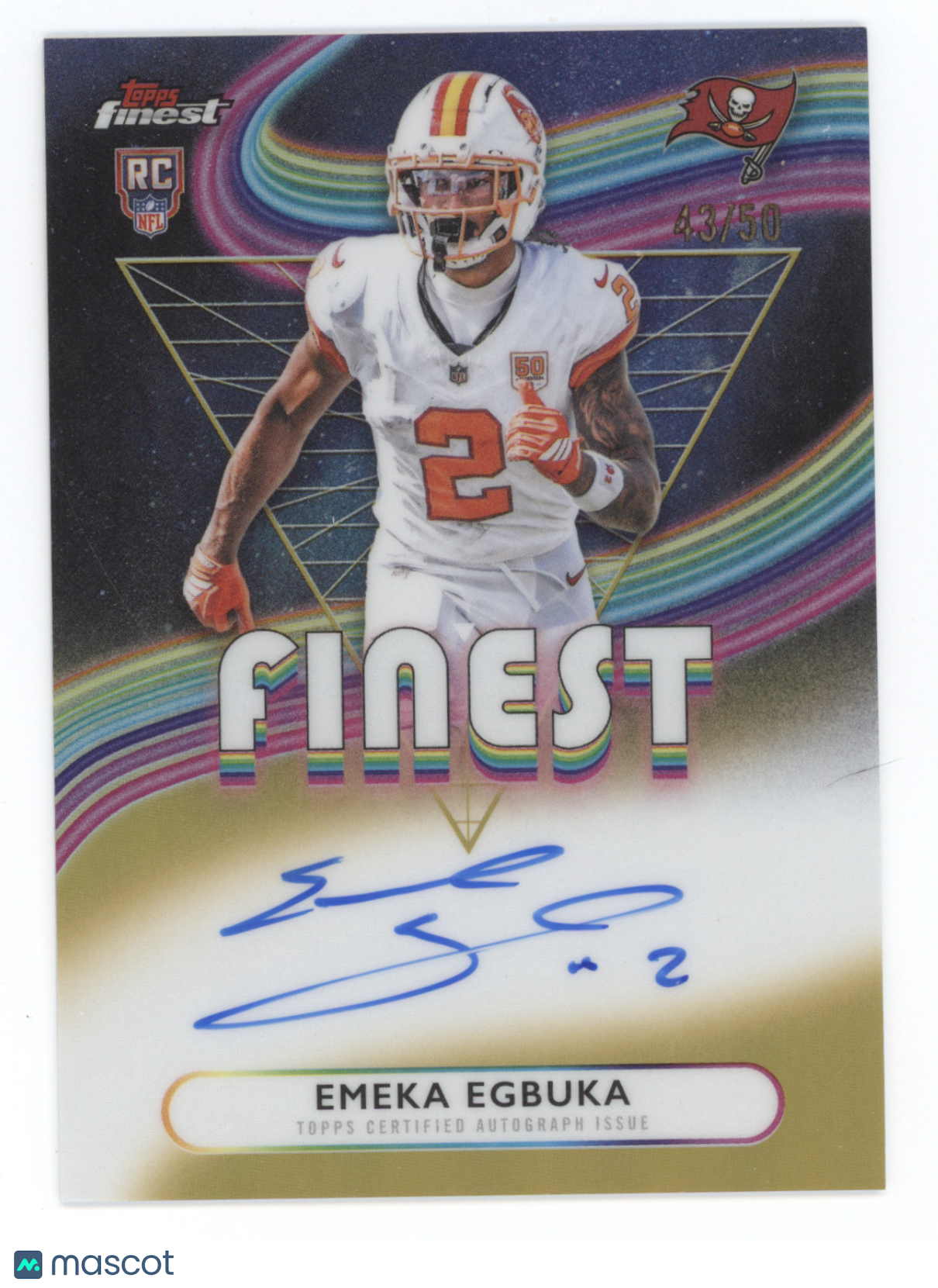 2025 Topps Finest Rookie Autographs Emeka Egbuka #RFA-EE Gold RC