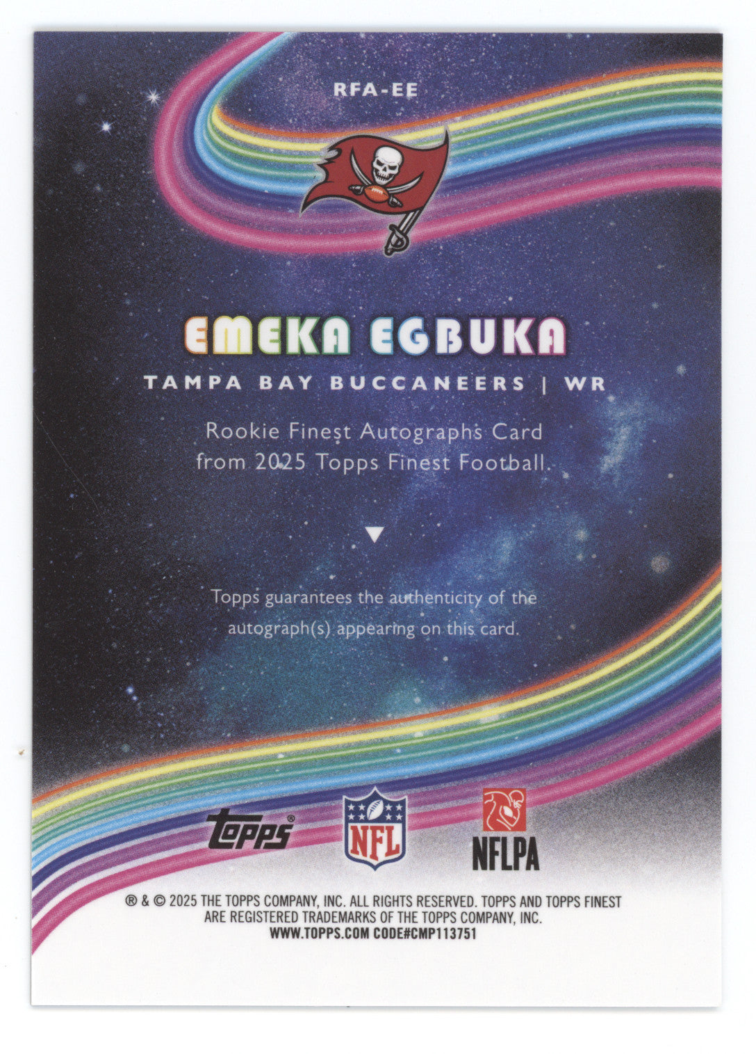 2025 Topps Finest Rookie Autographs Emeka Egbuka #RFA-EE Gold RC