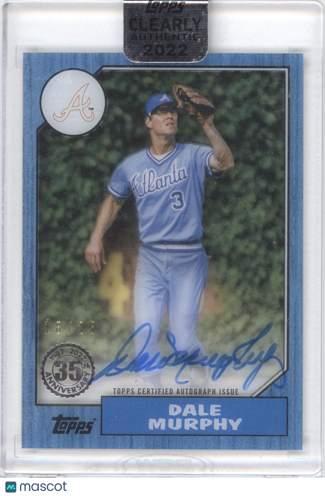 2022 Topps Clearly Authentic Dale Murphy #87TBA-DMU Blue 18/25