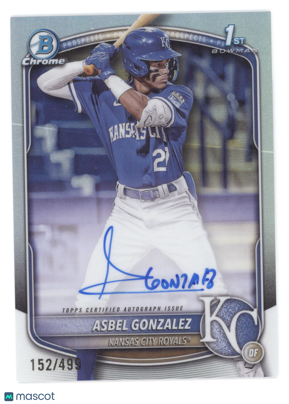 2025 Bowman Chrome Prospect Autographs Asbel Gonzalez #CPA-AG Refractor 152/499