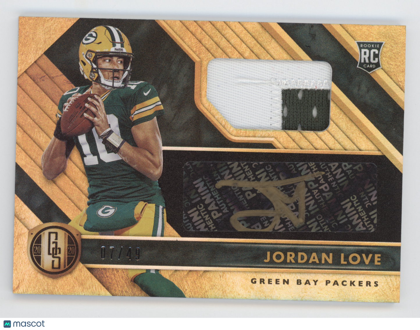 2020 Panini Gold Standard Jordan Love #204 Rookie Jersey Autograph 07/49 RC