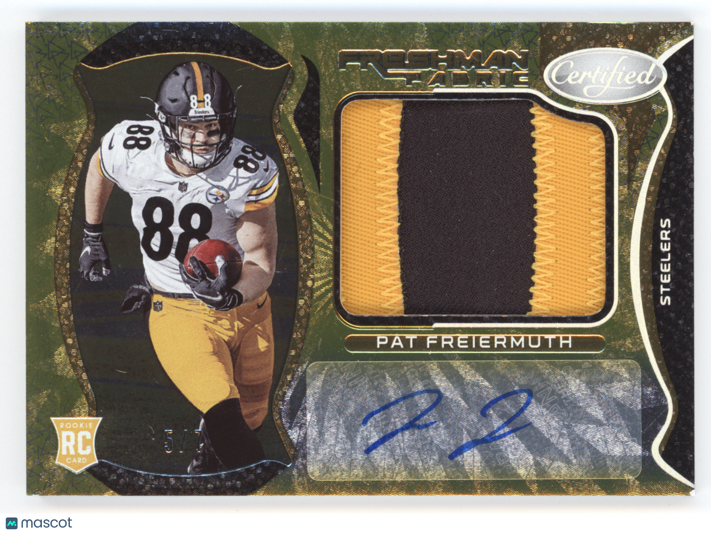 2021 Panini Certified Freshman Fabric Pat Freiermuth 232 Signature Gold Etch 5/7