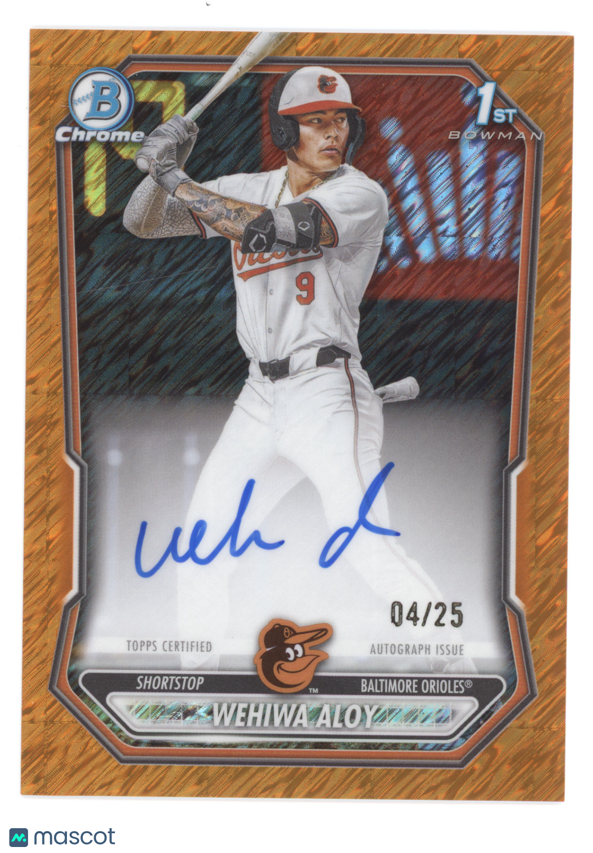 2026 Bowman Chrome Prospect Autograph Wehiwa Aloy #CPA-WA Orange Shimmer 04/25
