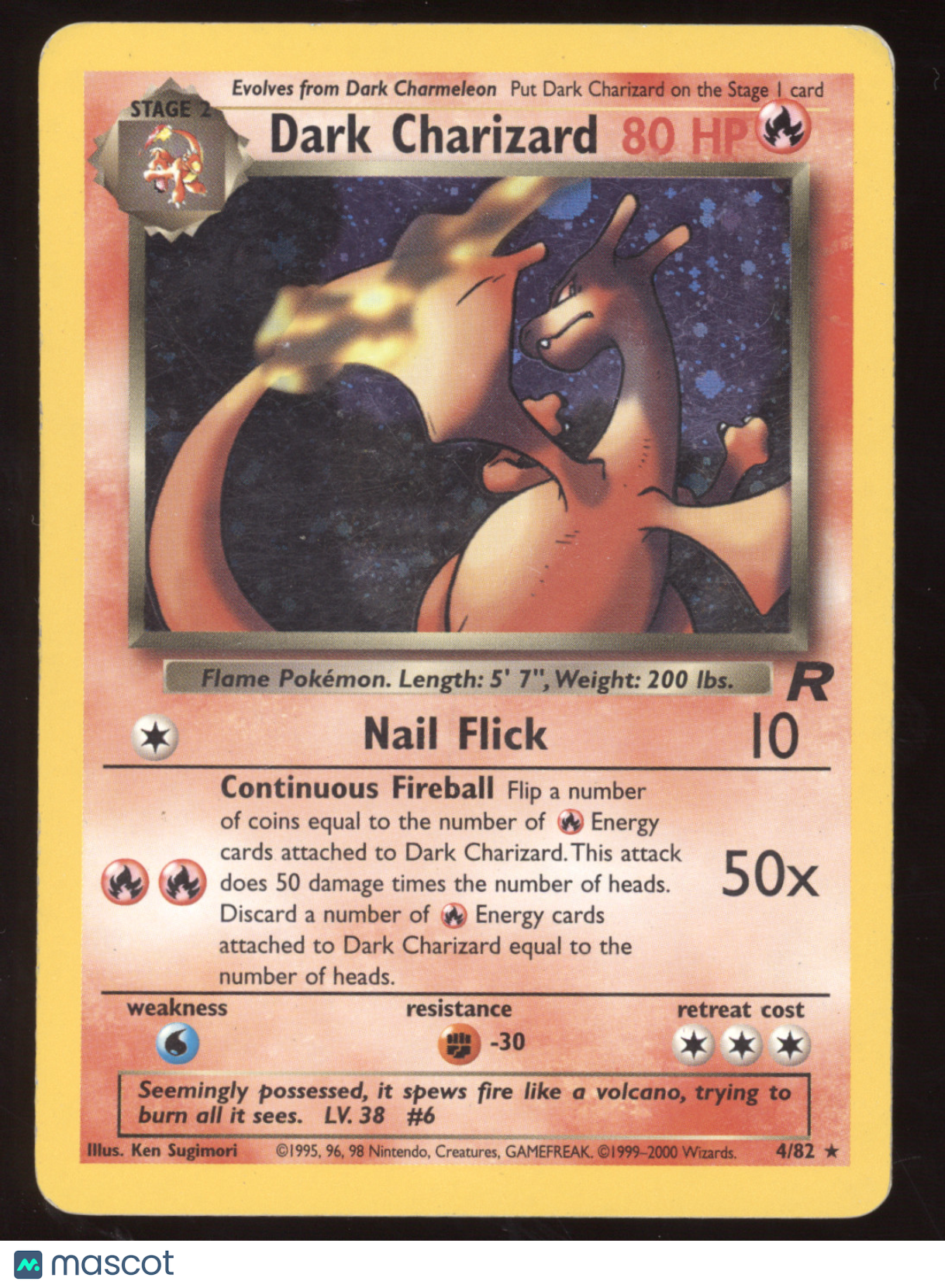 2000 Team Rocket Dark Charizard Holo Rare #4/82