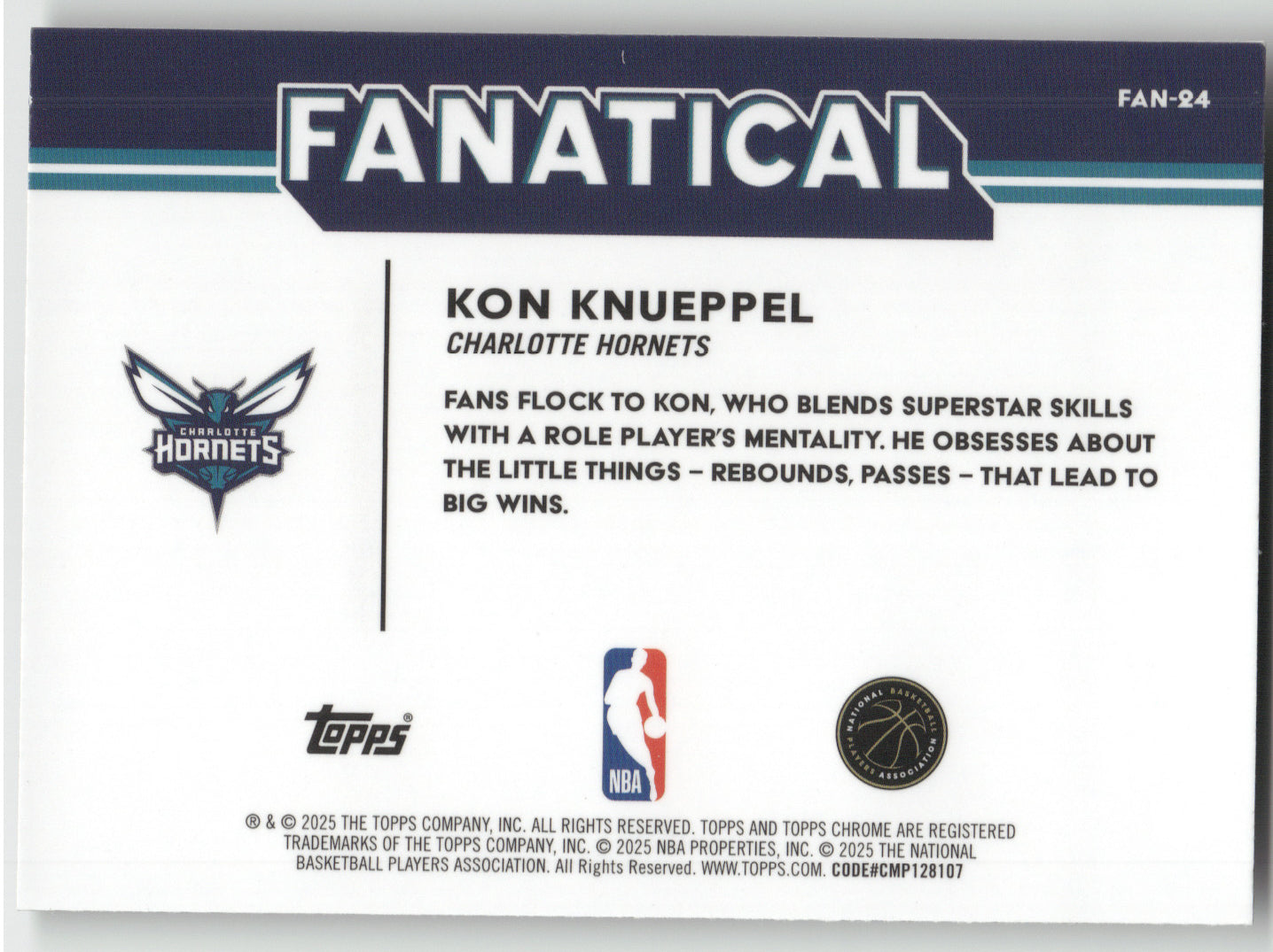 2025 Topps Chrome Fanatical Kon Knueppel #FAN-24 RC