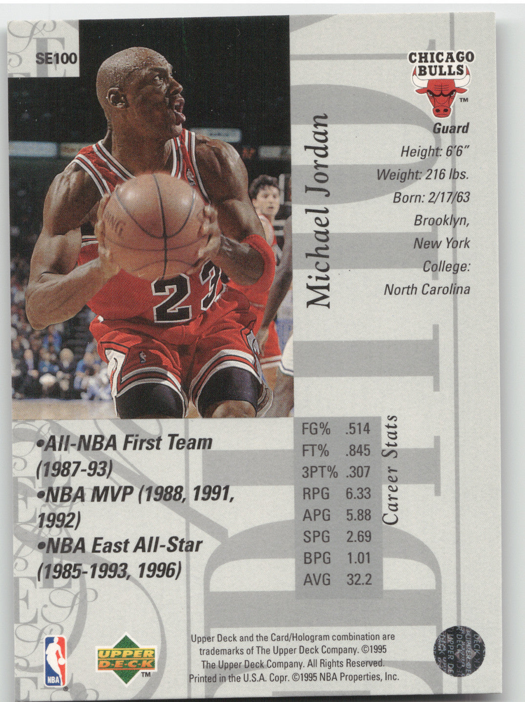 1995 Upper Deck Special Edition Michael Jordan #SE100