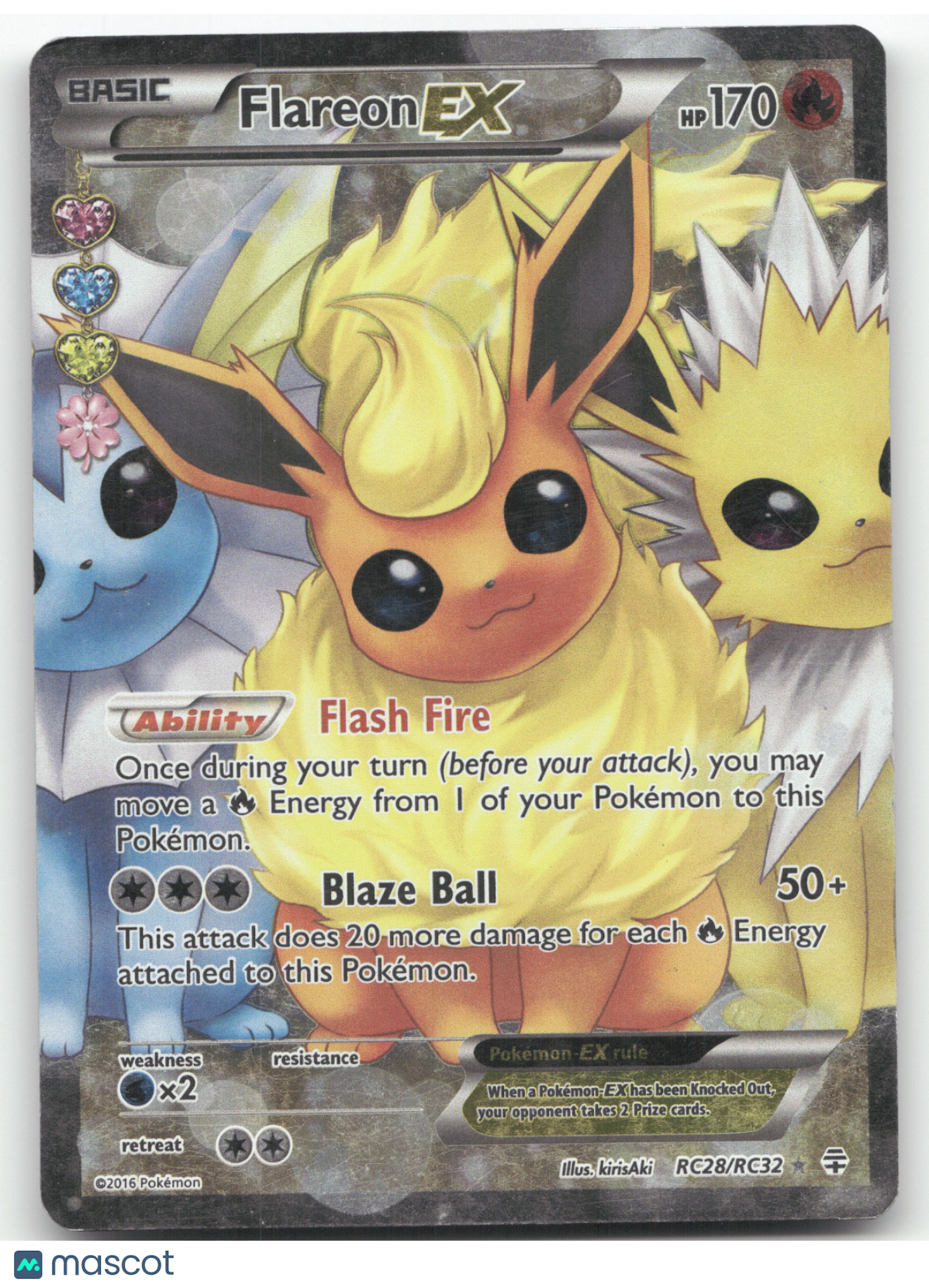 2016 XY Generations Flareon EX Holo Rare #RC28/RC32