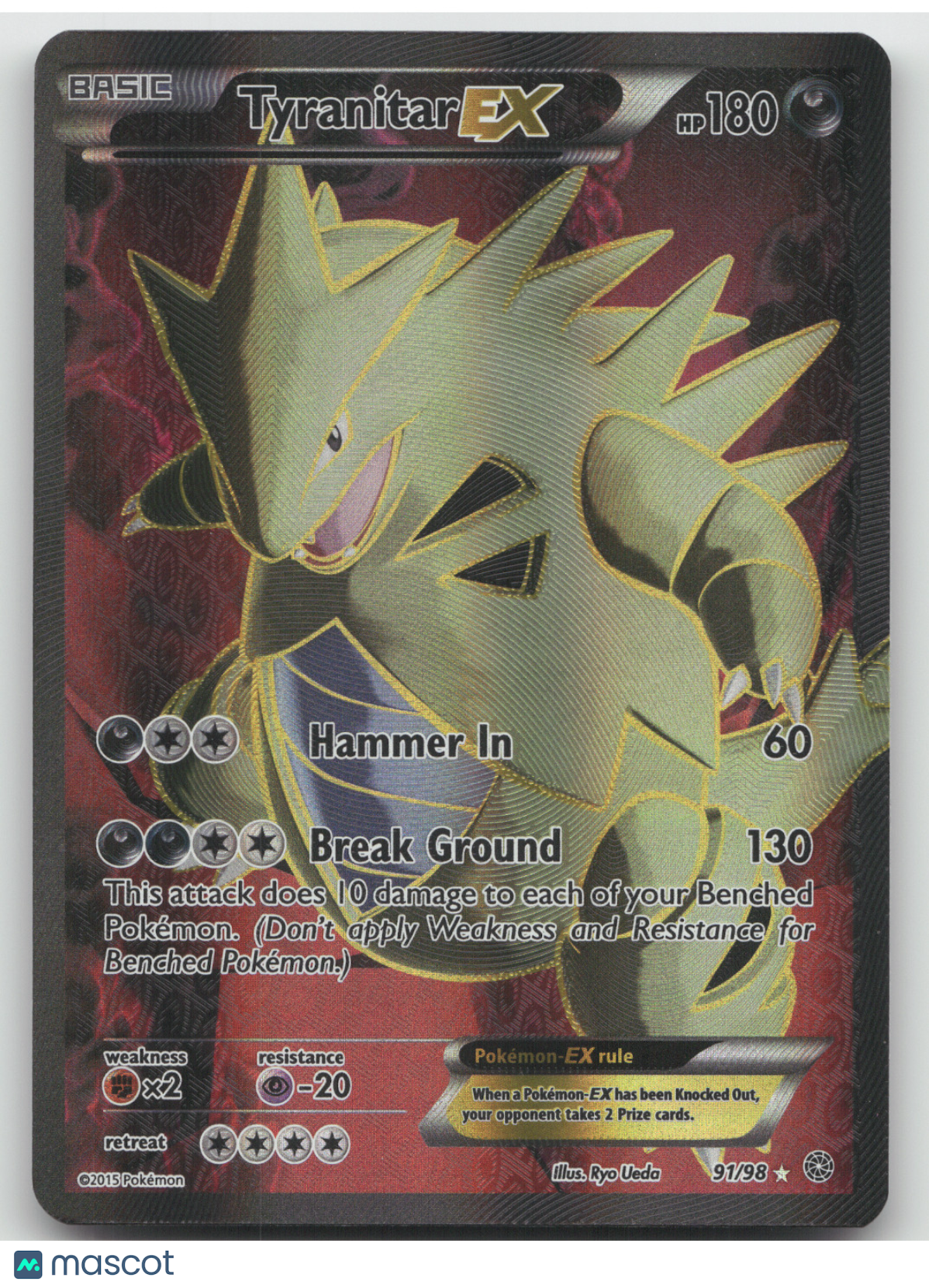 2015 XY Ancient Origins Tyranitar EX Holo Rare #91/98