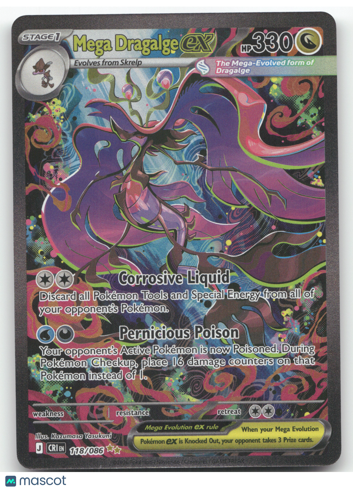 2026 Mega Evolution Chaos Rising Mega Dragalge ex Secret Rare #118/086