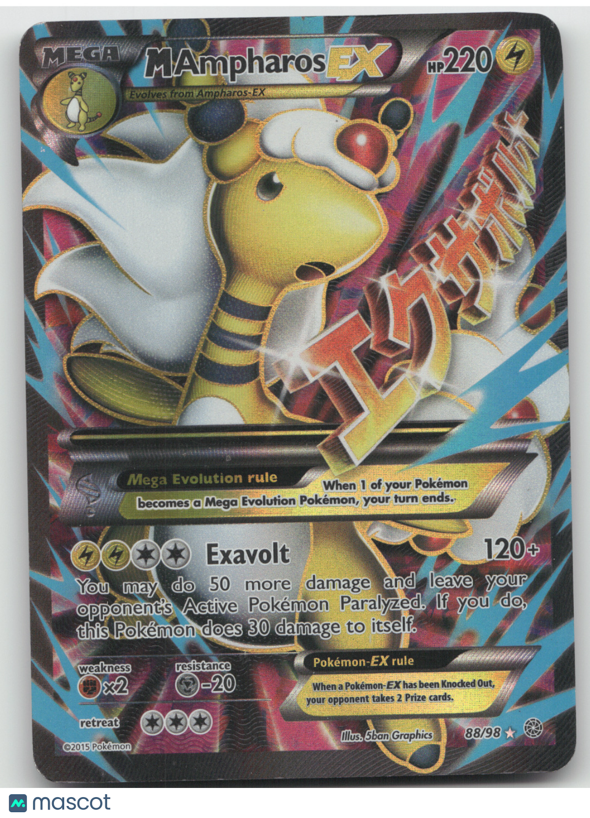 2015 XY Ancient Origins M Ampharos EX Holo Rare #88/98