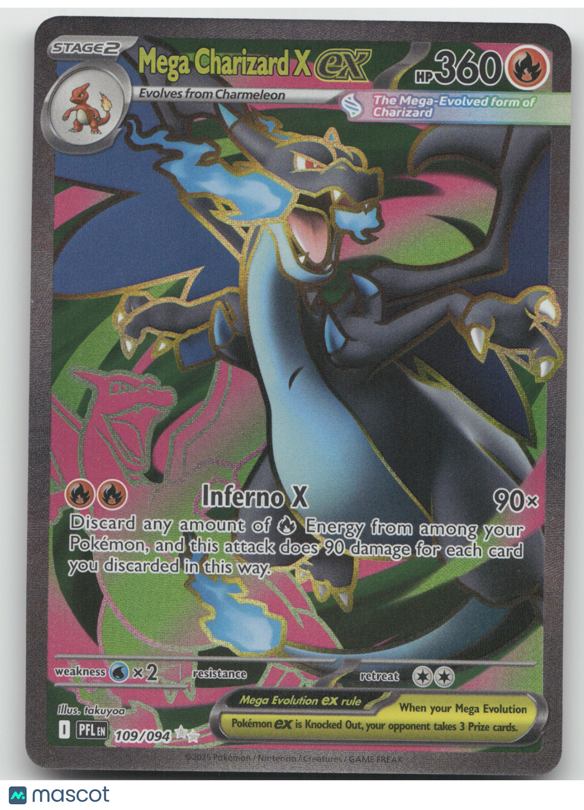 2025 Mega Evolution Phantasmal Flames Mega Charizard X ex Secret Rare #109/094