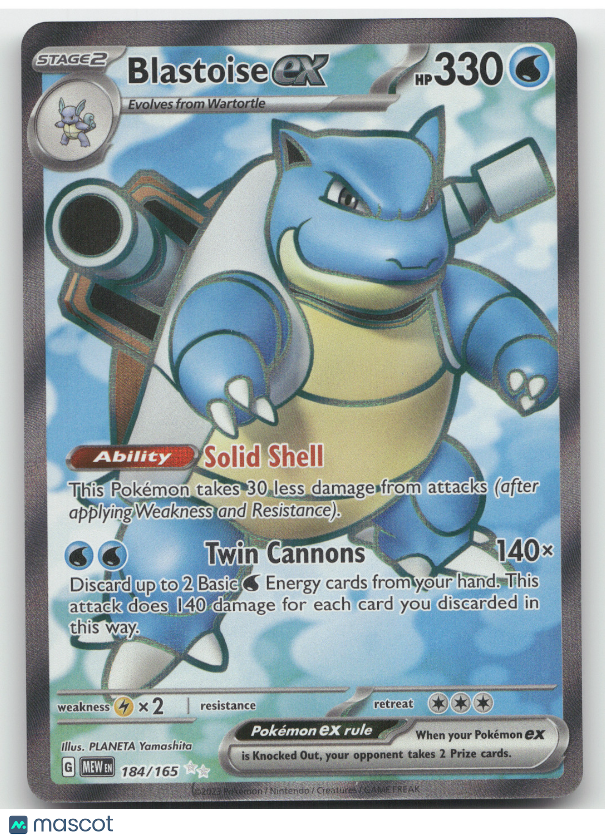 2023 Scarlet & Violet 151 Blastoise ex Secret Rare #184/165