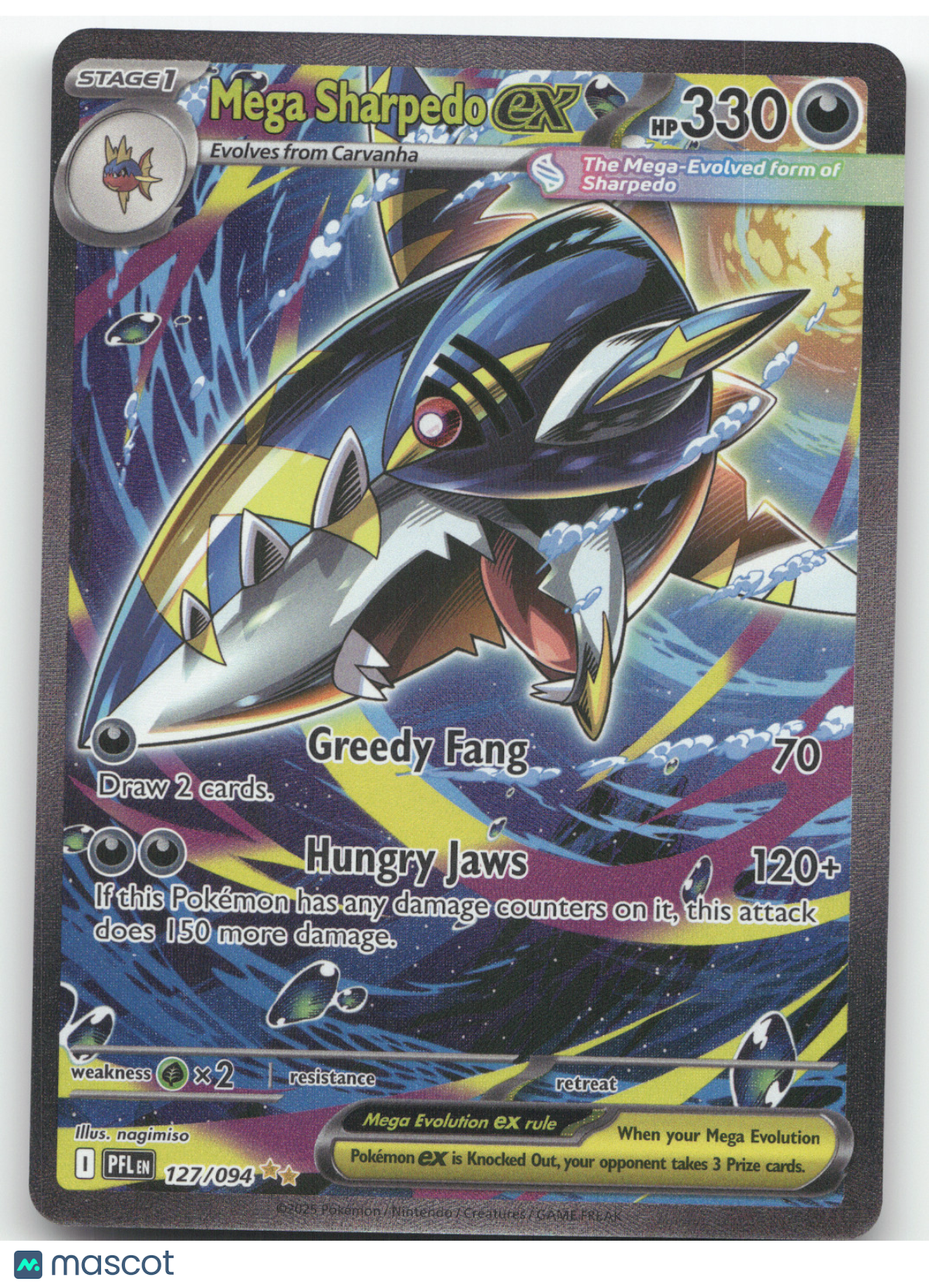 2025 Mega Evolution Phantasmal Flames Mega Sharpedo ex Secret Rare #127/094