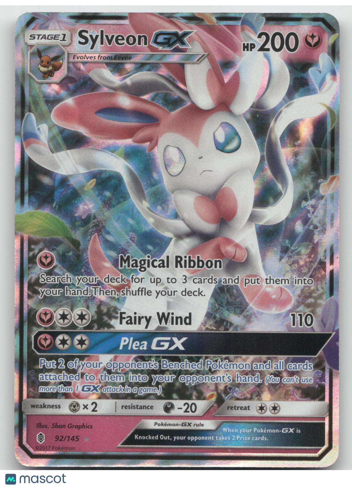 2017 Sun & Moon Guardians Rising Sylveon GX Holo Rare #92/145