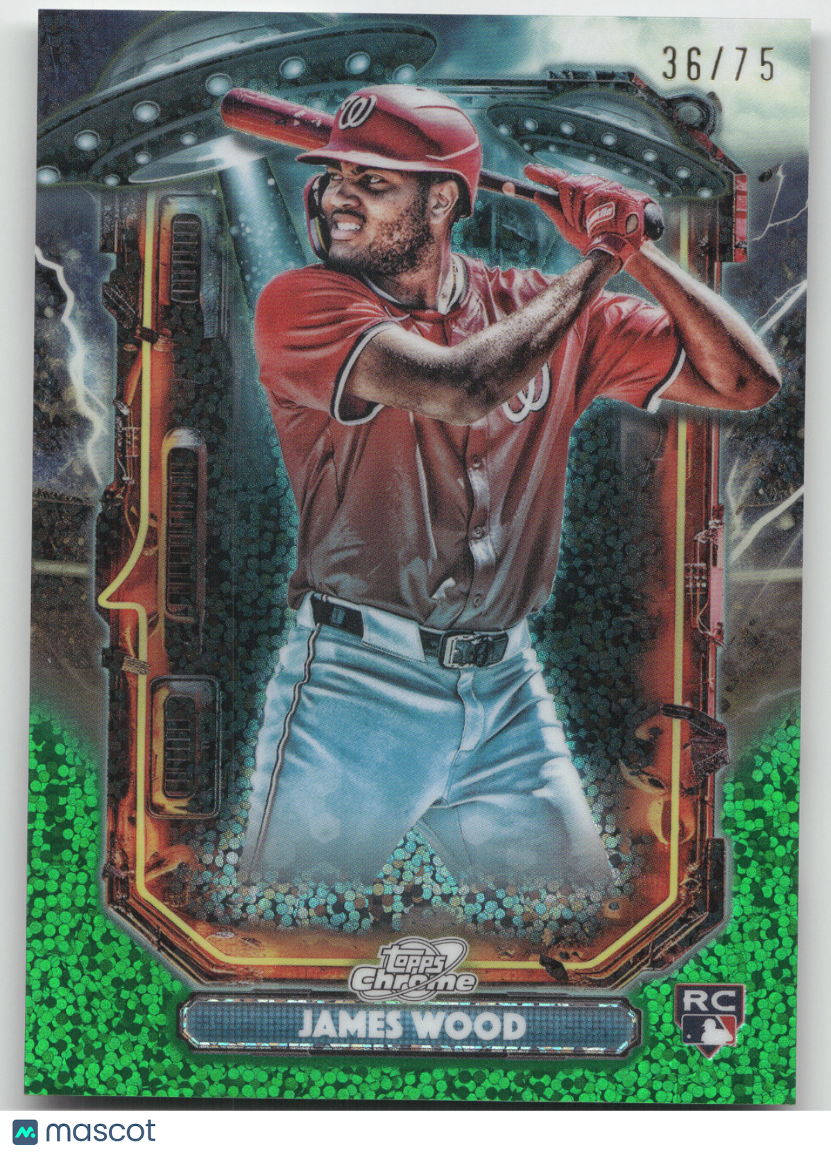 2025 Topps Chrome Extraterrestrial James Wood #ET-24 Green Speckle 36/75 RC