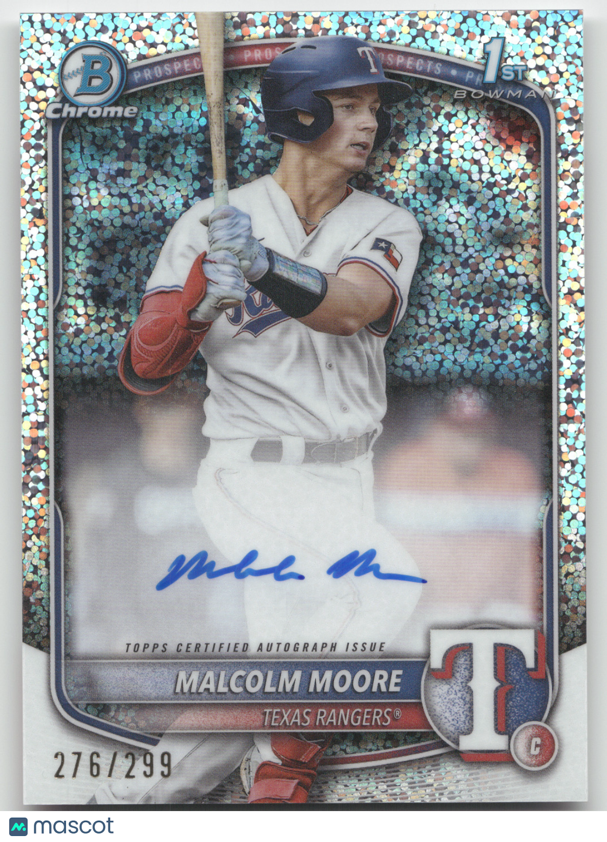 2025 Bowman Chrome Malcolm Moore Speckle Refractor Auto 276/299 1st Bowman