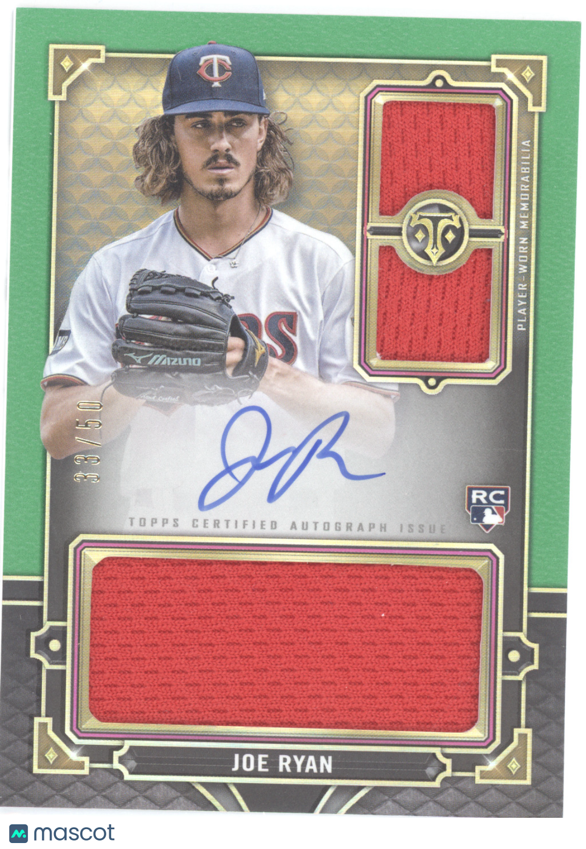 2022 Topps Triple Threads Joe Ryan #RFPAR-JR Green Autograph RC 33/50