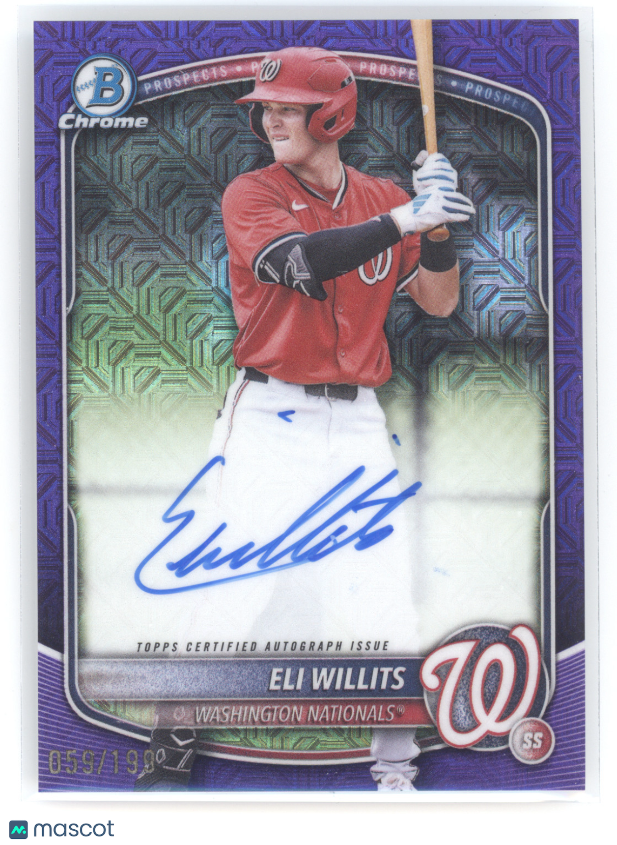 2025 Bowman Chrome Eli Willits #BMA-EW Purple Mojo Refractor Auto