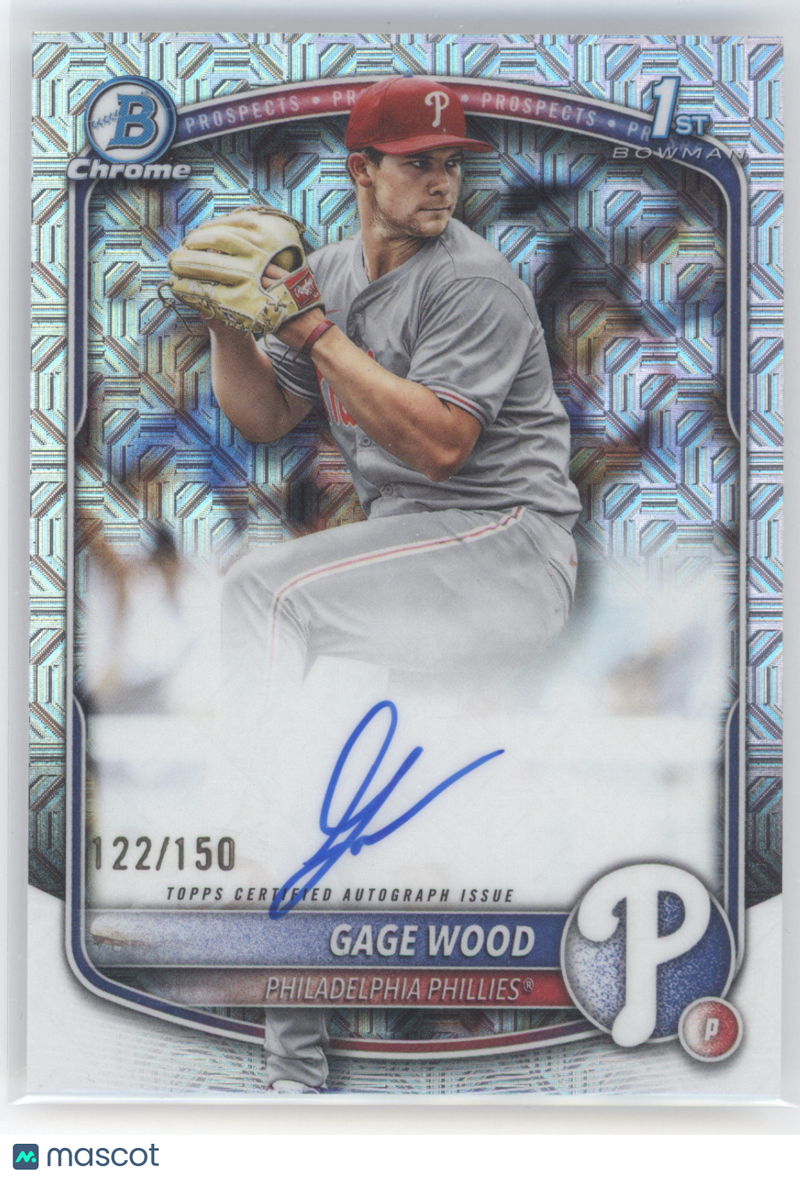 2025 Topps Bowman Chrome Gage Wood #CPA-GW HTA Refractor 122/150