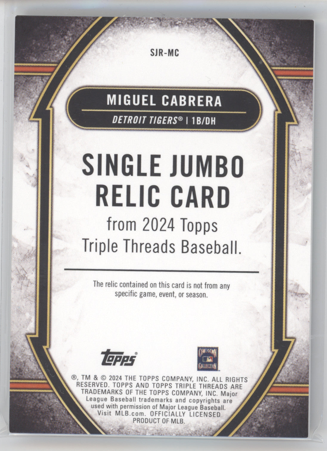 2024 Topps Triple Threads Miguel Cabrera #SJR-MC Green Jumbo Relic Card