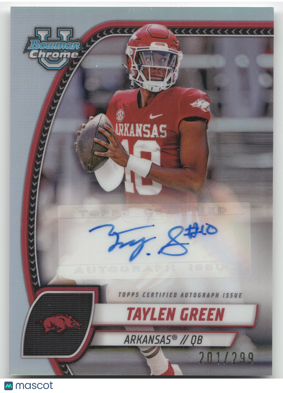 2024 Bowman University Chrome Football Taylen Green Refractor 201/299 Auto