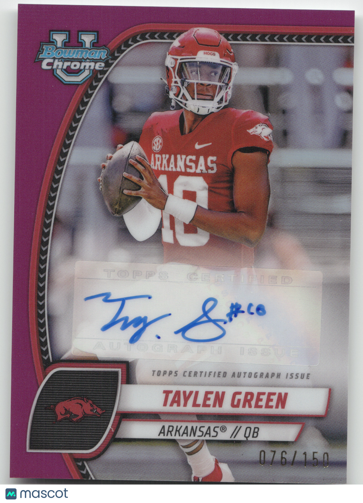 2024 Topps Bowman U Chrome Football Taylen Green Fuschia Refractor 076/150
