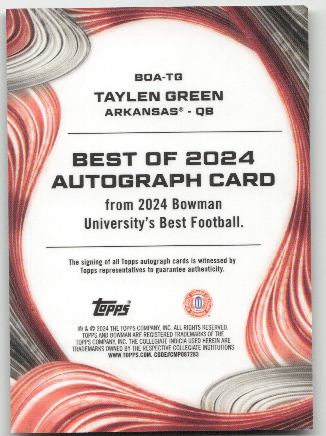 2024 Topps Bowman U Best Football Taylen Green Yellow Refractor 58/75 Auto