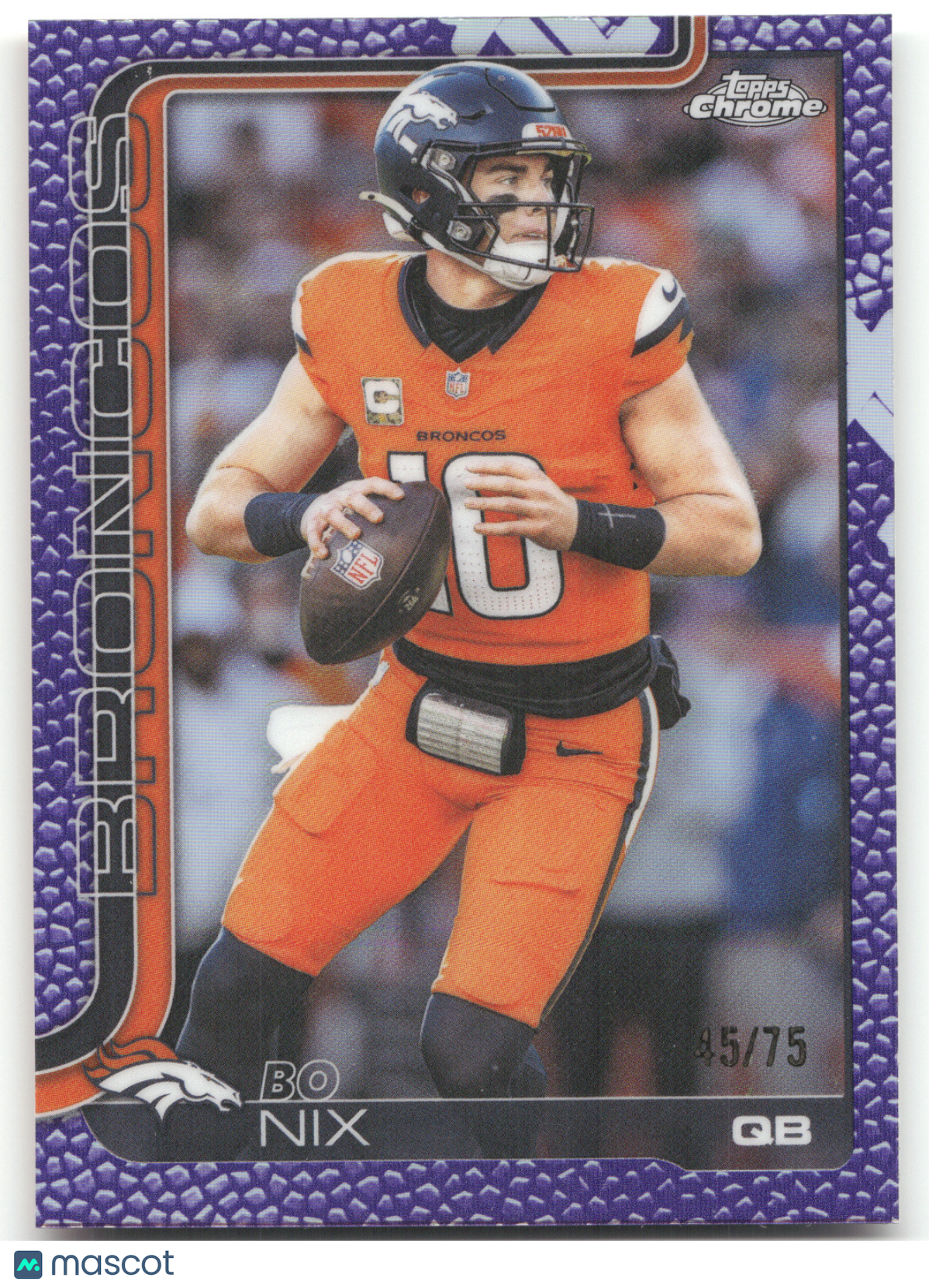 2025 Topps Chrome Bo Nix #88 Purple Football Leather 45/75