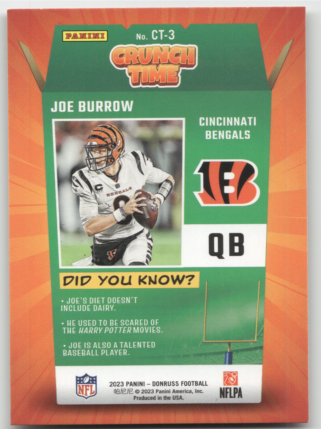 2023 Panini Donruss Crunch Time Joe Burrow #CT-3