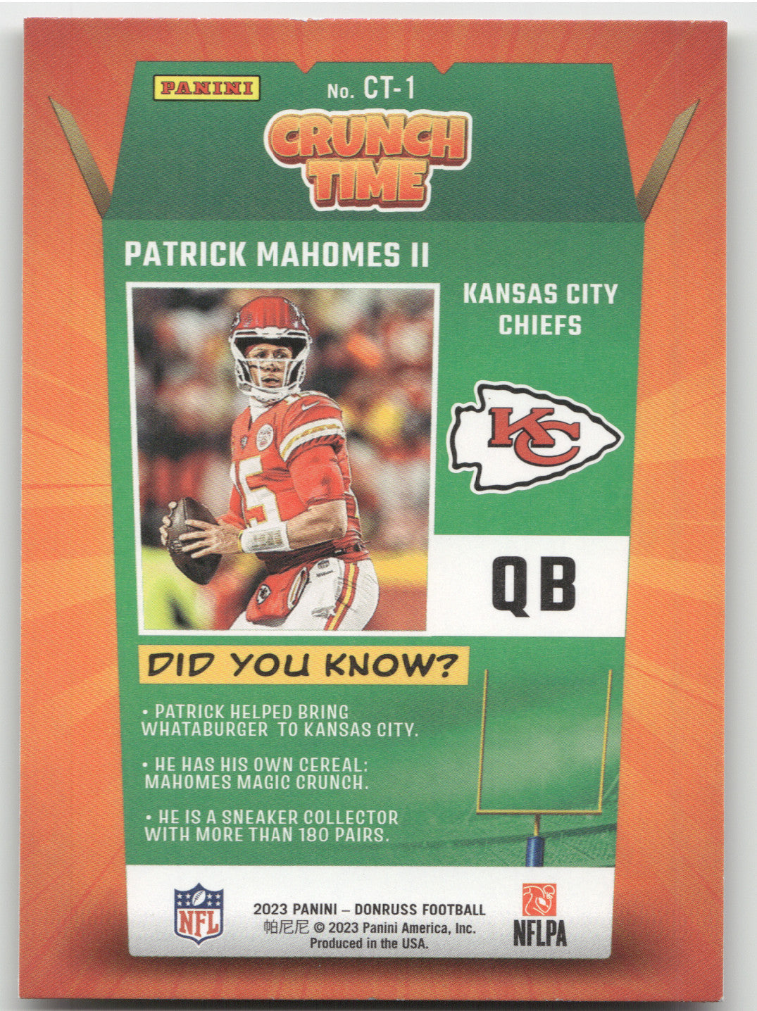 2023 Panini Donruss Crunch Time Patrick Mahomes II #CT-1