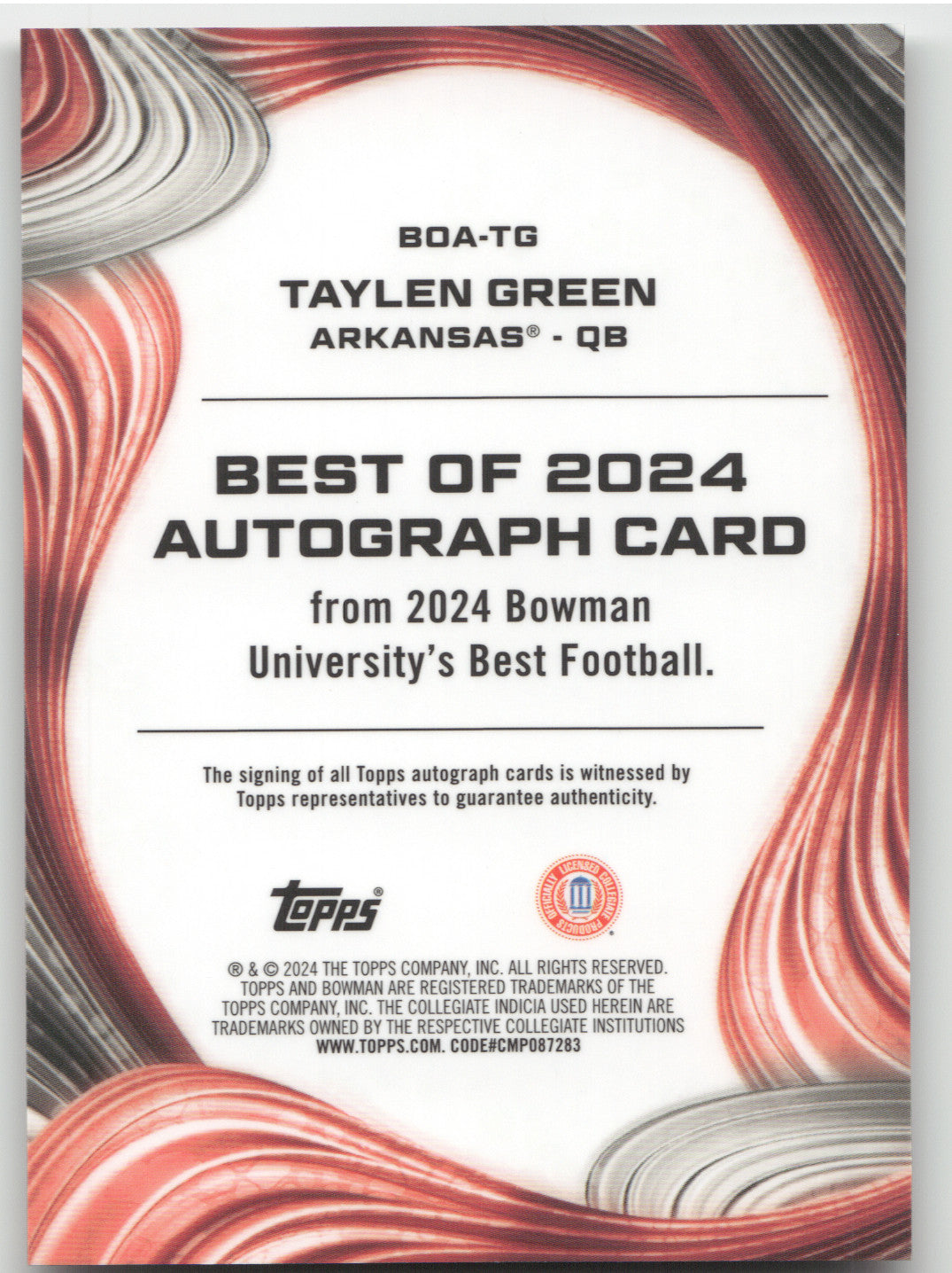 2024 Bowman University Best Football Taylen Green #BOA-TG Auto