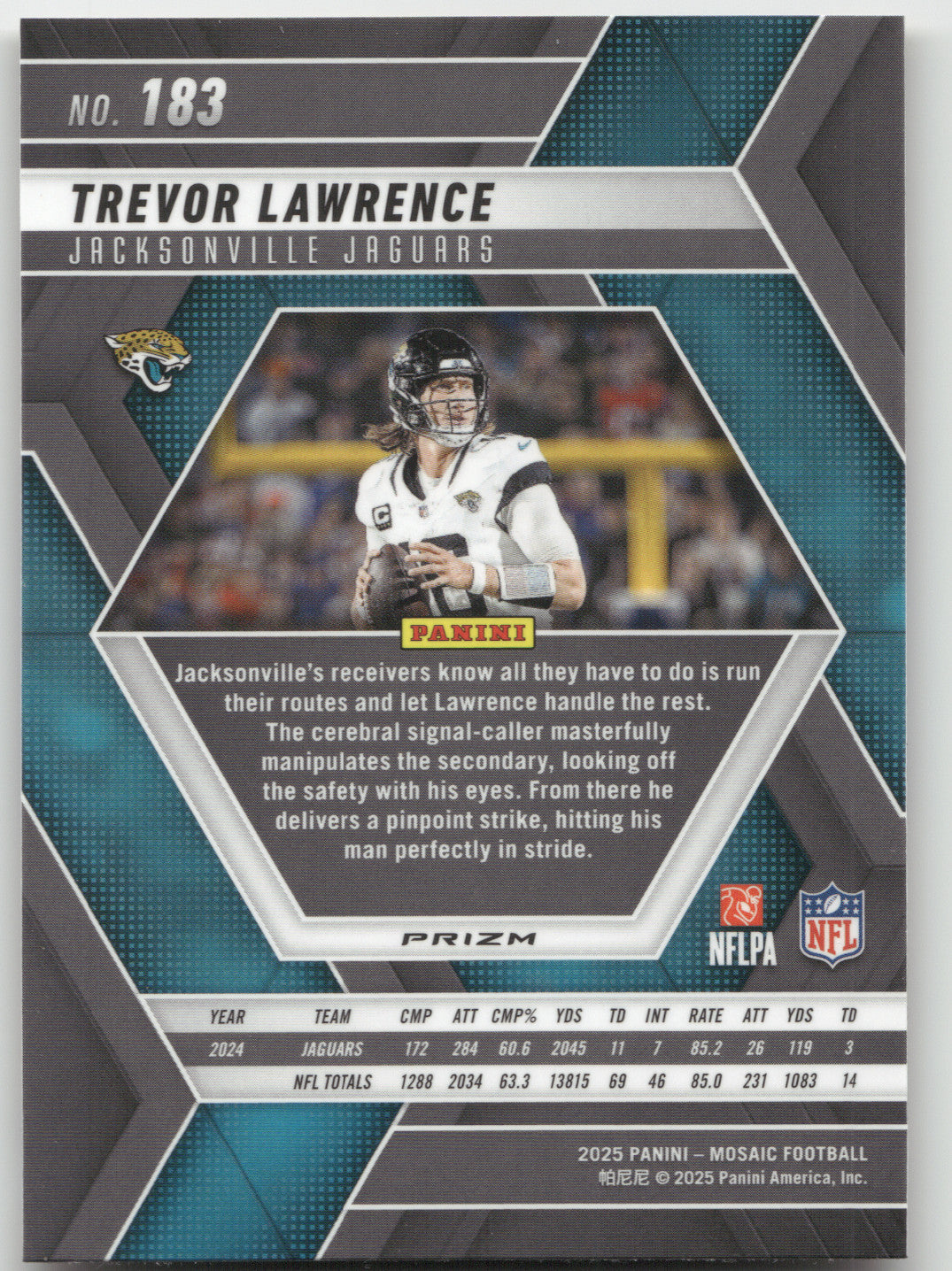 2025 Panini Mosaic Football Trevor Lawrence #183 Honeycomb